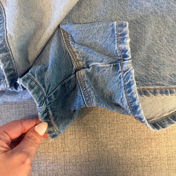 Zara Light Blue Denim Skort Shorts with Wrap Panel - Picture 4 of 8